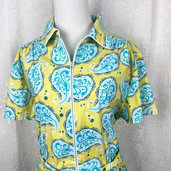 Paisley zip-up shirt dress retro-inspired - Picture 3 of 9